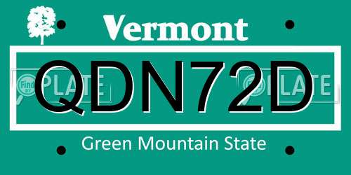 QDN72D Vermont License Plate