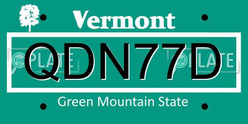 QDN77D Vermont License Plate