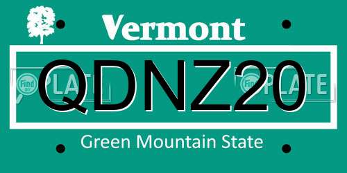QDNZ20 Vermont License Plate