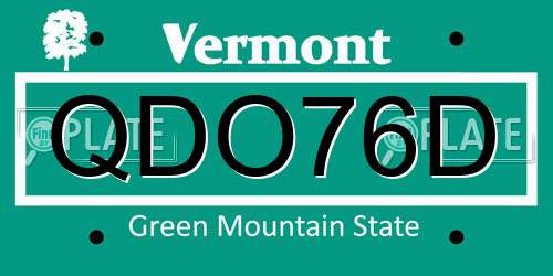 QDO76D Vermont License Plate