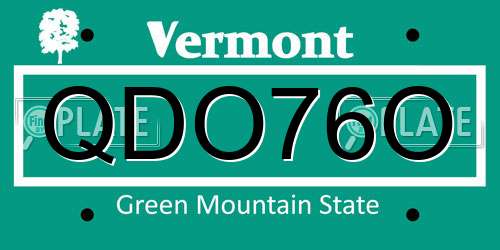 QDO76O Vermont License Plate