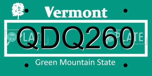 QDQ260 Vermont License Plate