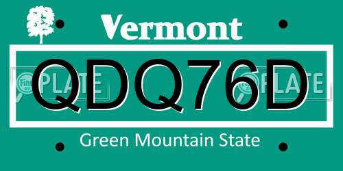 QDQ76D Vermont License Plate