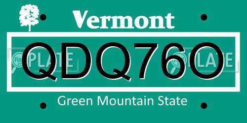 QDQ76O Vermont License Plate