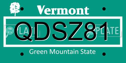 QDSZ81 Vermont License Plate