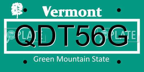 QDT56G Vermont License Plate