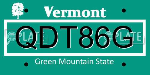 QDT86G Vermont License Plate