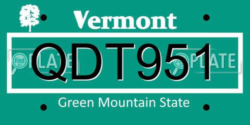 QDT951 Vermont License Plate