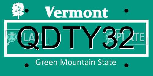 QDTY32 Vermont License Plate