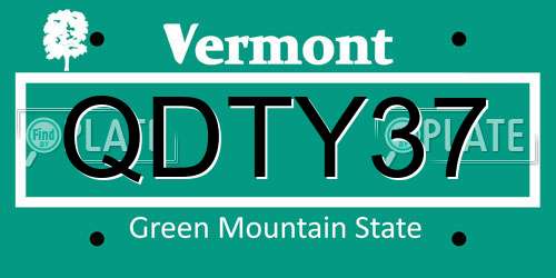 QDTY37 Vermont License Plate
