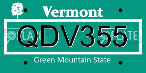 QDV355 Vermont License Plate