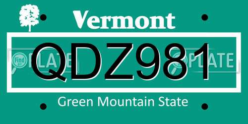 QDZ981 Vermont License Plate