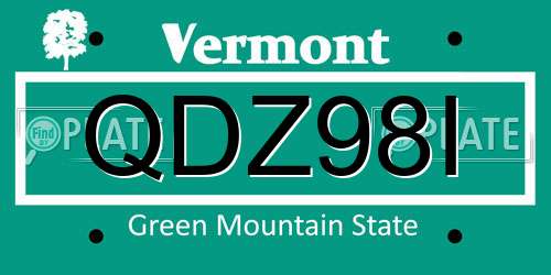 QDZ98I Vermont License Plate