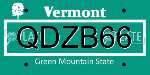 QDZB66 Vermont License Plate