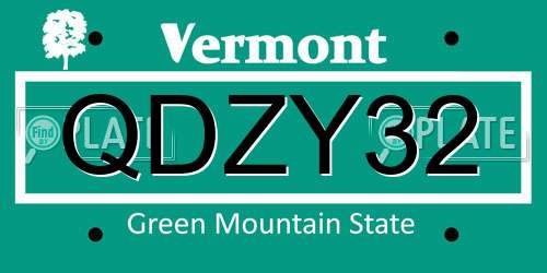 QDZY32 Vermont License Plate