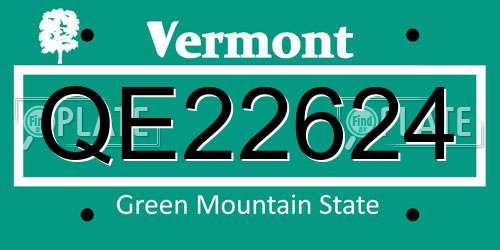 QE22624 Vermont License Plate