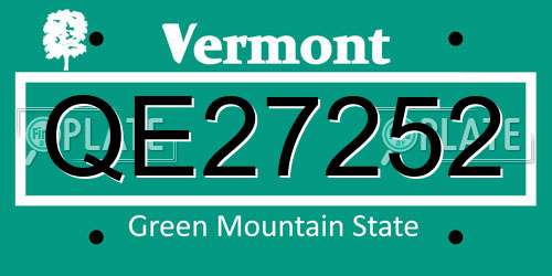 QE27252 Vermont License Plate