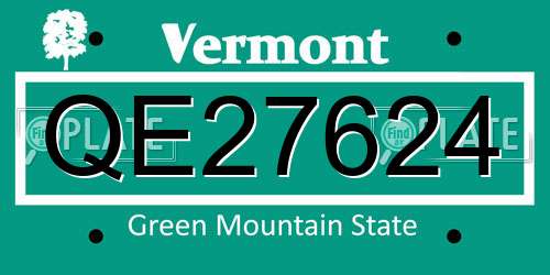 QE27624 Vermont License Plate