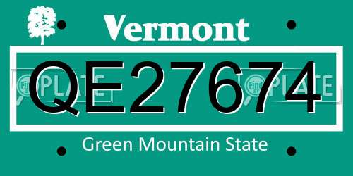 QE27674 Vermont License Plate