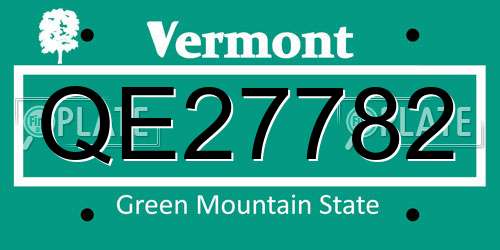 QE27782 Vermont License Plate