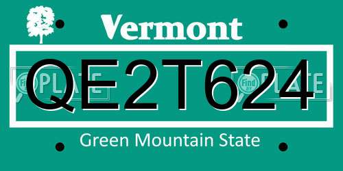 QE2T624 Vermont License Plate