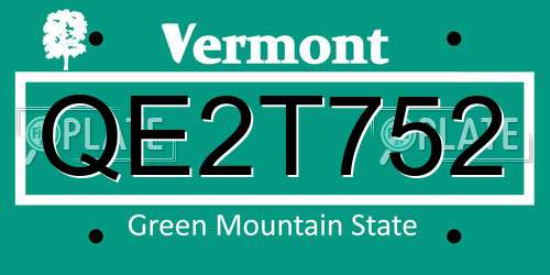 QE2T752 Vermont License Plate