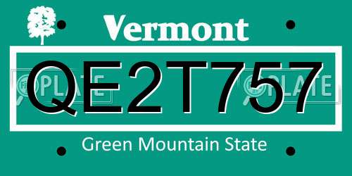 QE2T757 Vermont License Plate