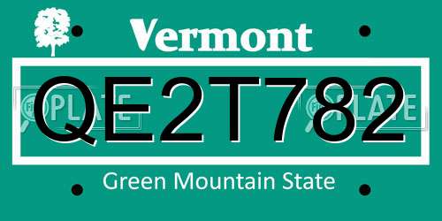 QE2T782 Vermont License Plate