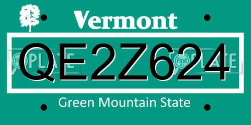 QE2Z624 Vermont License Plate