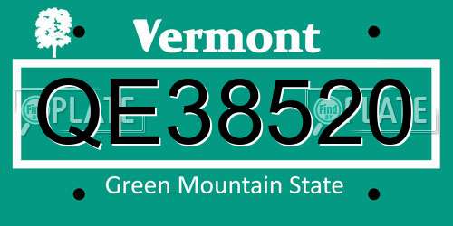 QE38520 Vermont License Plate