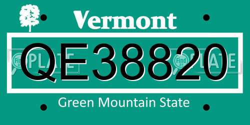 QE38820 Vermont License Plate