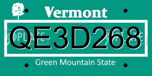 QE3D268 Vermont License Plate