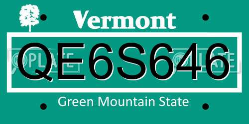 QE6S646 Vermont License Plate