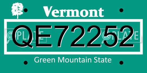 QE72252 Vermont License Plate