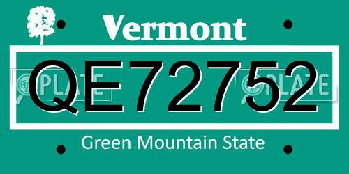 QE72752 Vermont License Plate