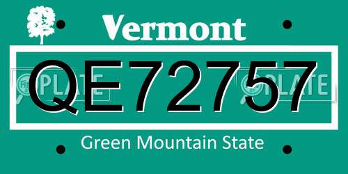 QE72757 Vermont License Plate