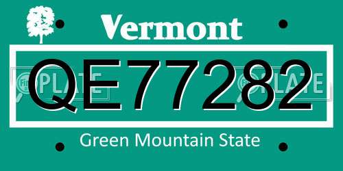 QE77282 Vermont License Plate