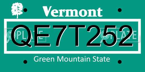 QE7T252 Vermont License Plate