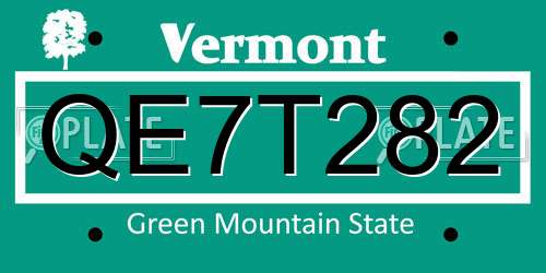 QE7T282 Vermont License Plate