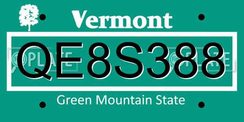 QE8S388 Vermont License Plate