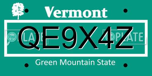 QE9X4Z Vermont License Plate