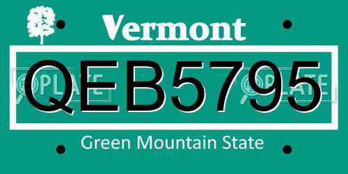 QEB5795 Vermont License Plate