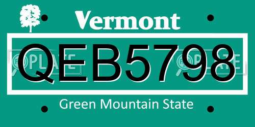 QEB5798 Vermont License Plate