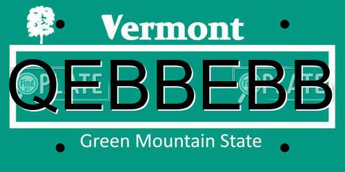 QEBBEBB Vermont License Plate