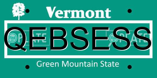QEBSESS Vermont License Plate