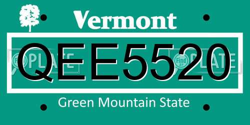 QEE5520 Vermont License Plate
