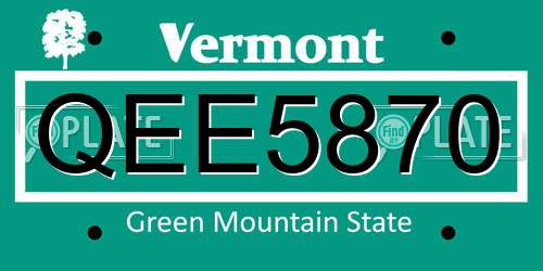 QEE5870 Vermont License Plate