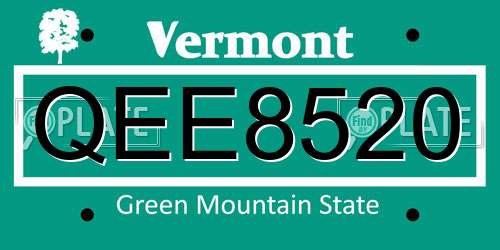 QEE8520 Vermont License Plate