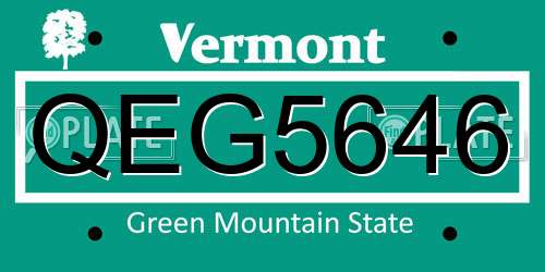 QEG5646 Vermont License Plate