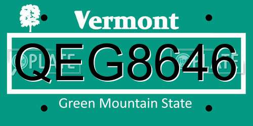 QEG8646 Vermont License Plate